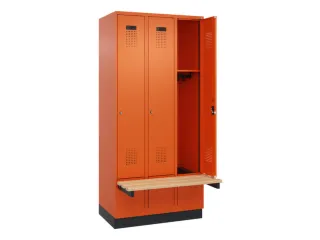 locker met bank,HxBxD 1950x900x815mm,3vak,vak B 300mm,cilinderslot - 1