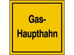 aanwijzingsbord,Gashoofdkraan,aluminium gemerkt,gemoffeld,geel/zwart