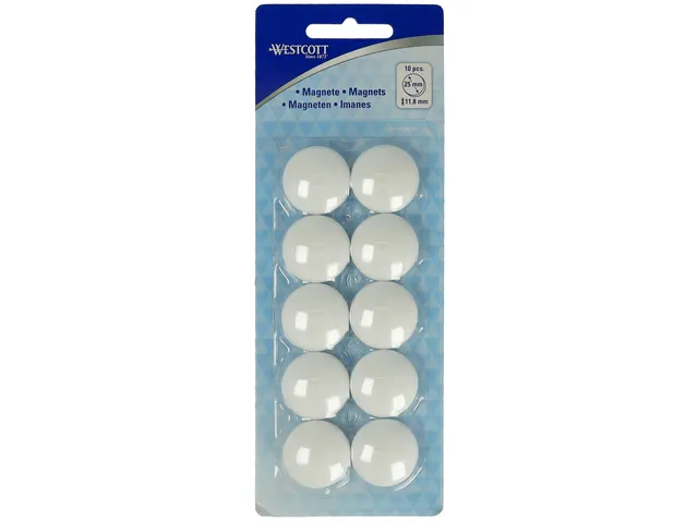 Aimant Westcott Ø 25x11,8mm 300g Blanc Set 10 pièces