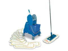 Dweilwagenset,Emmer 1X18L Blauw,Mophouder,Mopwringer,10Moppen,Steel