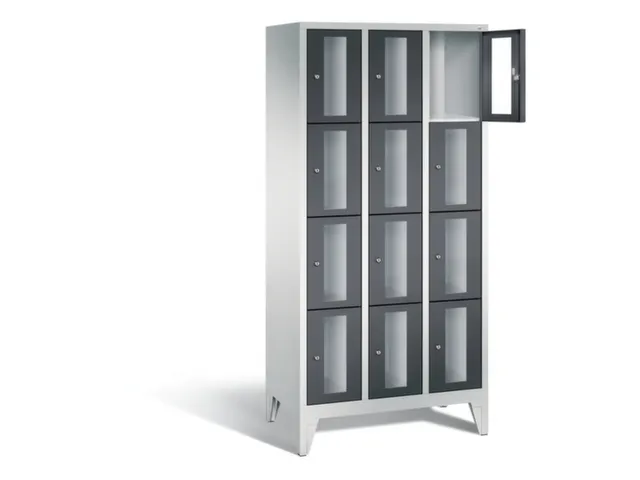 Lockerkast 1850x900x500mm 3x4 vakken Cilinderslot Poten, RAL7021