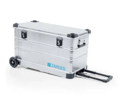 Transportkist Aluminium 99l 455x 800x 400mm 2wielen 2-delige Trekgreep