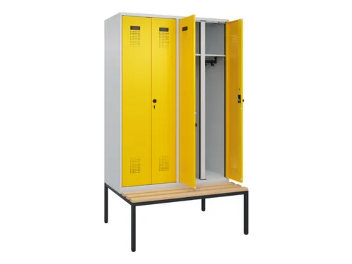 locker met bank,voor scheiding van kleding,HxBxD 2120x1200x815mm,4vak