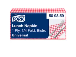 Servetten Tork 509359 1-laags 32x32cm rood 400st. 1/4 vouw