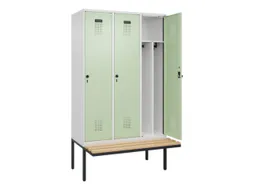 locker met bank,voor scheiding van kleding,HxBxD 2120x1200x815mm,3vak