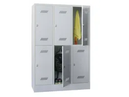 Garderobekast 1850x1230x500mm 3x2 Vakken Cilinderslot Sokkel Ral7035