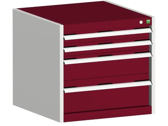 ladekast HxBxD 600x650x650mm 4laden romp RAL7035 front RAL3004