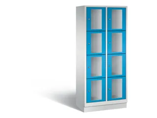 Lockerkast 1800x810x500mm 2x4 vakken Cilinderslot, Sokkel, RAL5012 - 2