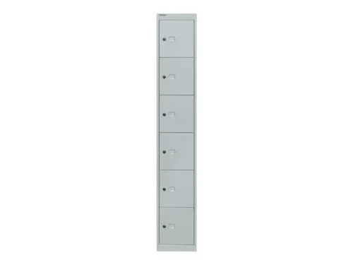 lockerkast,HxBxD 1802x305x305mm,1x6vakken,cil.-slot,romp lichtgrijs