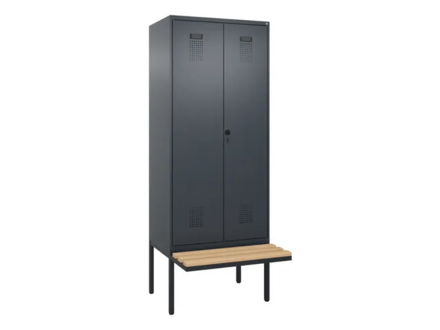 locker met bank,voor scheiding van kleding,HxBxD 2120x800x815mm,2vak