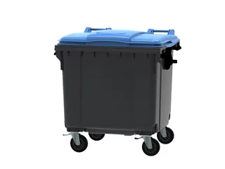 Container 1100 liter vlak deksel Grijs Blauw - 1