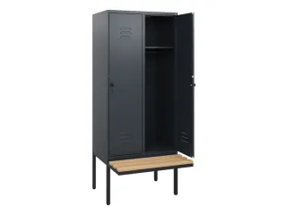 locker met bank,HxBxD 1950x800x815mm,2vak,vak B 400mm,draaigrendel - 2