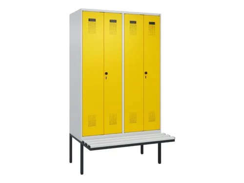 locker met bank,voor scheiding van kleding,HxBxD 2120x1200x815mm,4vak