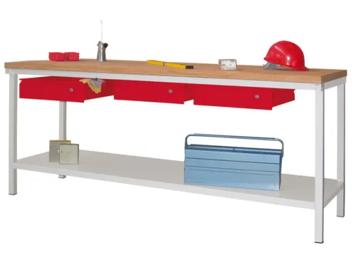 werkbank,HxBxD 900x2000x700mm,onderstel/romp RAL7035,front RAL3000