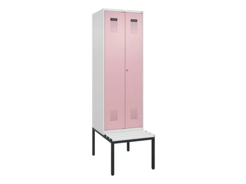 locker met bank,voor scheiding van kleding,HxBxD 2120x600x815mm,2vak
