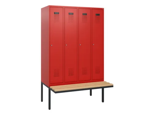 locker met bank,HxBxD 1950x1200x815mm,4vak,vak B 300mm,cilinderslot