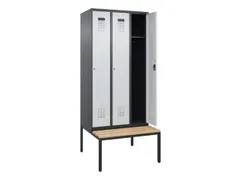 locker met bank,HxBxD 2120x900x815mm,3vak,vak B 300mm,cilinderslot
