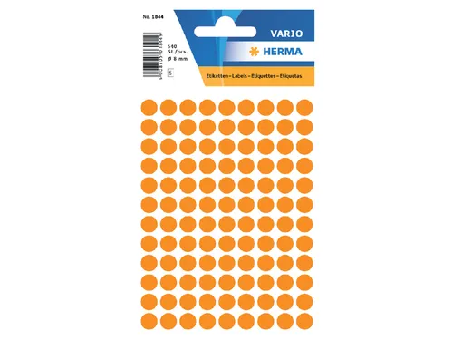HERMA 1844 Multipurpose etiketten Rond 8mm Fluor Oranje 540 stuks