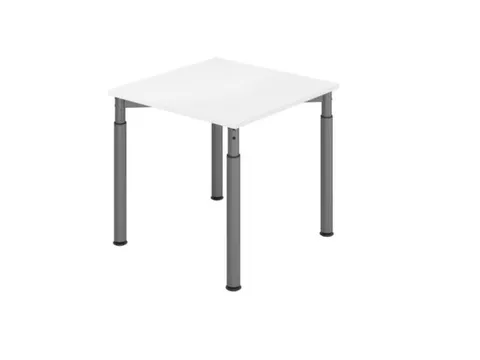 bureau,HxBxD 680-820x800x800mm,blad wit,4voeten grafiet,ronde buis