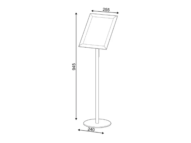 Présentoir sur pied A4 avec cadre clipsable aluminium argent