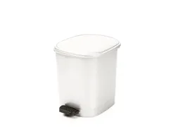 Rechthoekige Pedaalemmer 10 Liter Wit