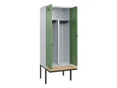 PBM-locker met bank,HxBxD 2120x800x815mm,2vak,vak B 400mm,draaigrendel