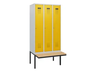locker met bank,HxBxD 1950x900x815mm,3vak,vak B 300mm,cilinderslot - 2