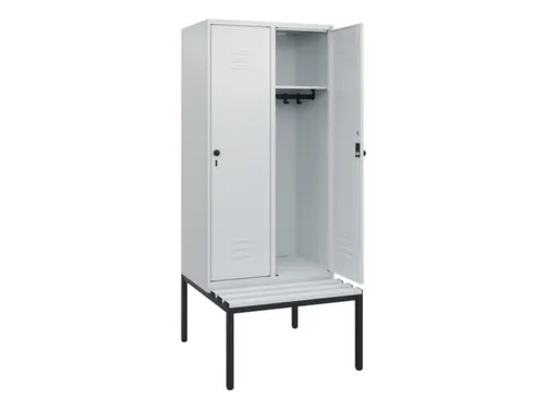 locker met bank,HxBxD 1950x800x815mm,2vak,vak B 400mm,draaigrendel
