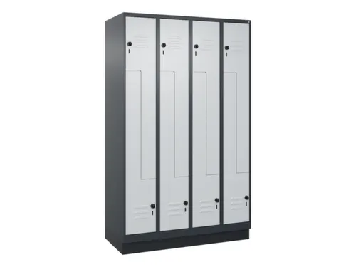 Z-garderobekast,HxBxD 1950x1200x500mm,vak B 150/300mm,draaigrendel