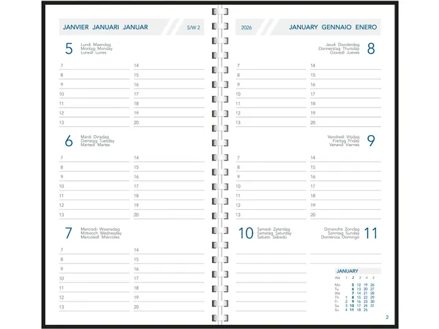 Agenda Visuplan 20P Seta assorti 7dagen/2pagina's 2026