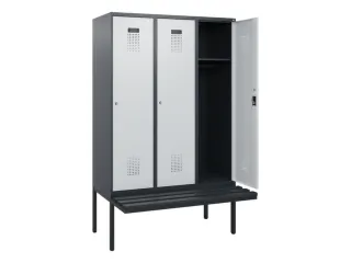 locker met bank,HxBxD 1950x1200x815mm,3vak,vak B 400mm,cilinderslot - 1