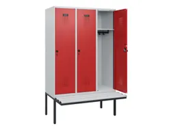 locker met bank,HxBxD 1950x1200x815mm,3vak,vak B 400mm,draaigrendel