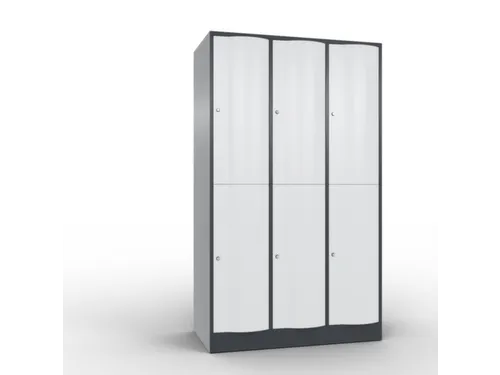 lockerkast 1950x1150x640mm 3x2 vakken romp RAL7021 front RAL7035