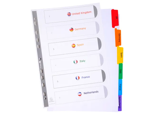 Tabbladen Witte Karton Kreatabs Personaliseerbaar 6-Delig A4 11-Gaats