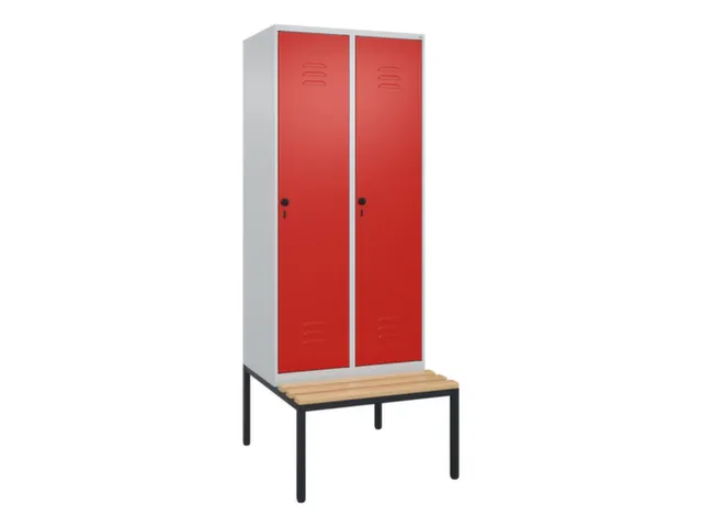 locker met bank,HxBxD 2120x800x815mm,2vak,vak B 400mm,draaigrendel