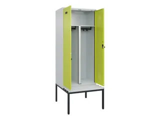 PBM-locker met bank,HxBxD 2120x800x815mm,2vak,vak B 400mm,draaigrendel - 1