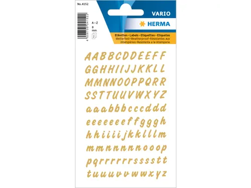Etiket Herma 4152 8mm Letters A-Z Goud op Transparant 238 stuks