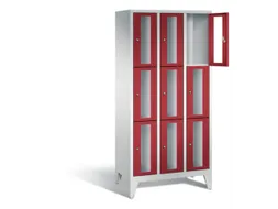 lockerkast 1850x900x500mm 3x3 vakken Cilinderslot Poten, RAL3003
