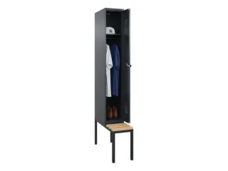 locker met bank,HxBxD 2120x300x815mm,1vak,vak B 300mm,draaigrendel - 1