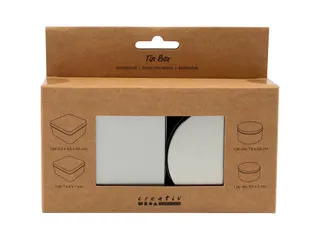 Blikjes Creativ Company cirkel en vierkant set à 4 stuks zilver - 1