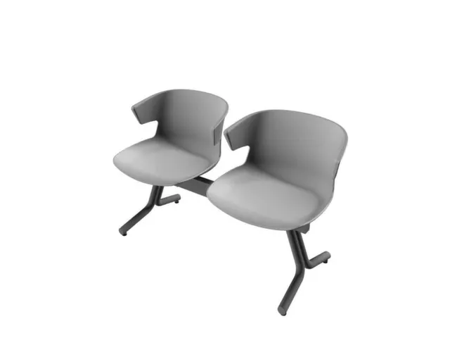 Wachtkamerbank 2Zittingen Kunststof Kuipen Grijs Frame Antraciet