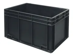 ESD-stapelbak,HxLxB 420x600x400mm,80l,PP,zwart,Wanden gesloten