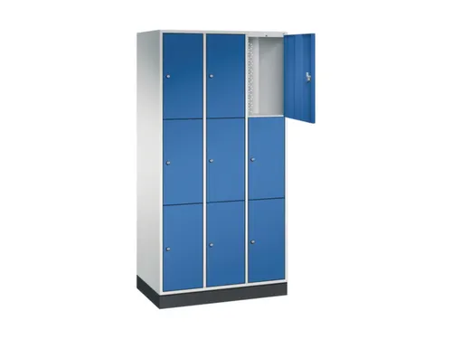lockerkast,RAL 7035/RAL 5010,HxBxD 1950x920x500mm,3x3vakken,cil.-slot