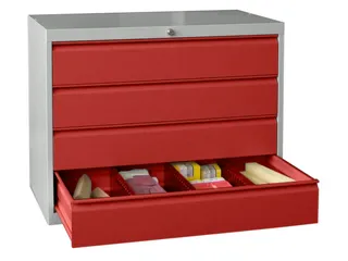 ladekast,HxBxD 800x1023x600mm,4lade(n),cil.slot,RAL7035,front RAL3000 - 2