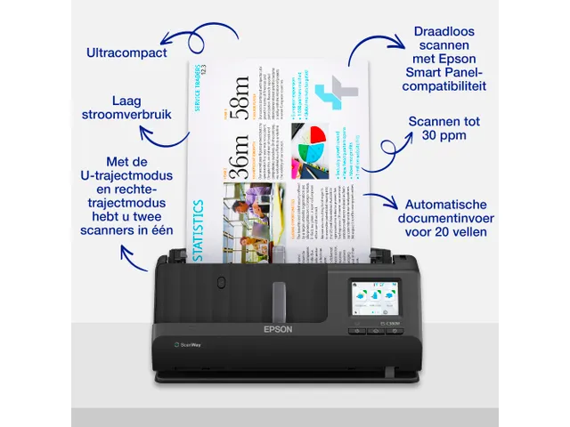 ES-C380W compacte A4-documentscanner met Wi-Fi-connectiviteit en U-tra