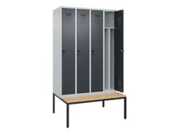 locker met bank,voor scheiding van kleding,HxBxD 2120x1200x815mm,4vak