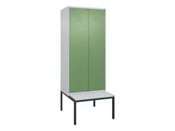 PBM-locker met bank,HxBxD 2120x800x815mm,2vak,vak B 400mm,cil.-slot