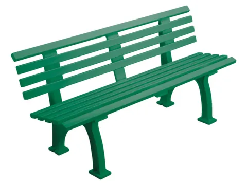 Kunststofbank 740x1500x380mm Zit H 440mm 9 Latten 2 Pootstellen Groen