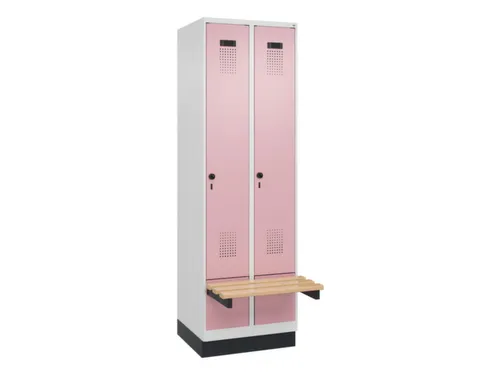locker met bank,HxBxD 1950x600x815mm,2vak,vak B 300mm,draaigrendel