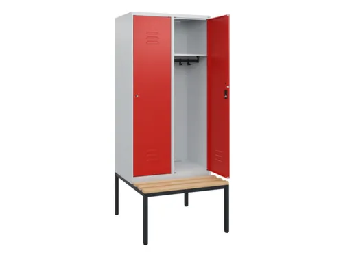 locker met bank,HxBxD 1950x800x815mm,2vak,vak B 400mm,cil.-slot